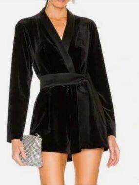 Black Velvet Amanda Uprichard Wrap Romper